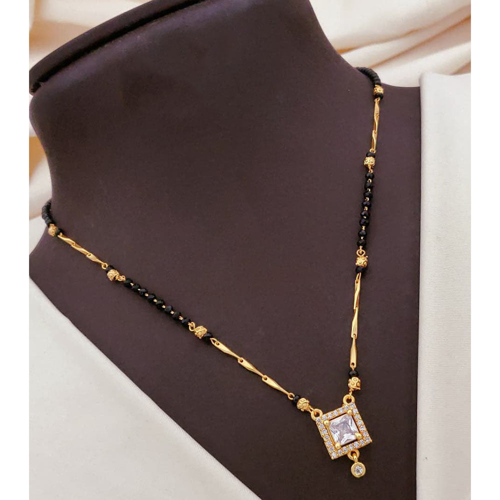 Akruti Collection Elegant Austrian Stone Black Beads Mangalsutra