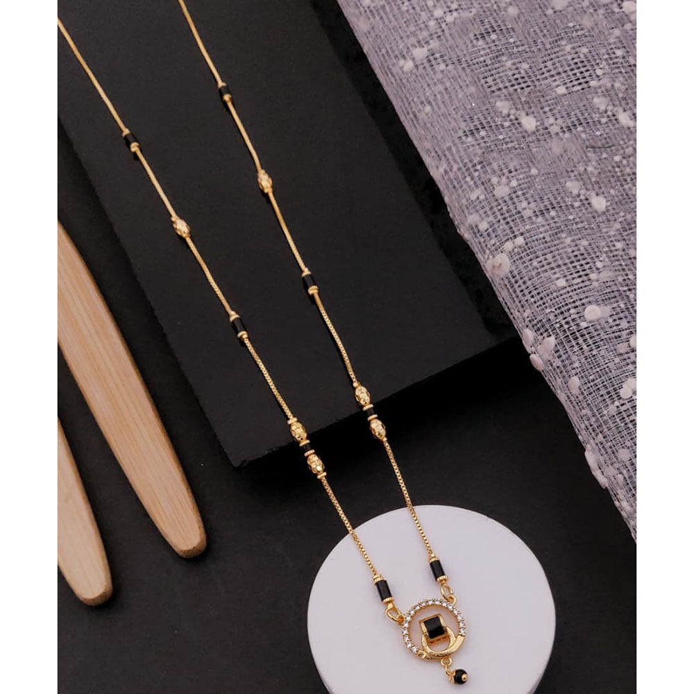 Akruti Collection Elegant Austrian Stone Black Beads Mangalsutra