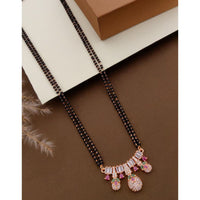 Akruti Collection Elegant Crystal Stone Black Beads Mangalsutra