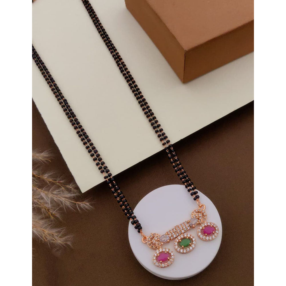 Akruti Collection Elegant Crystal Stone Black Beads Mangalsutra