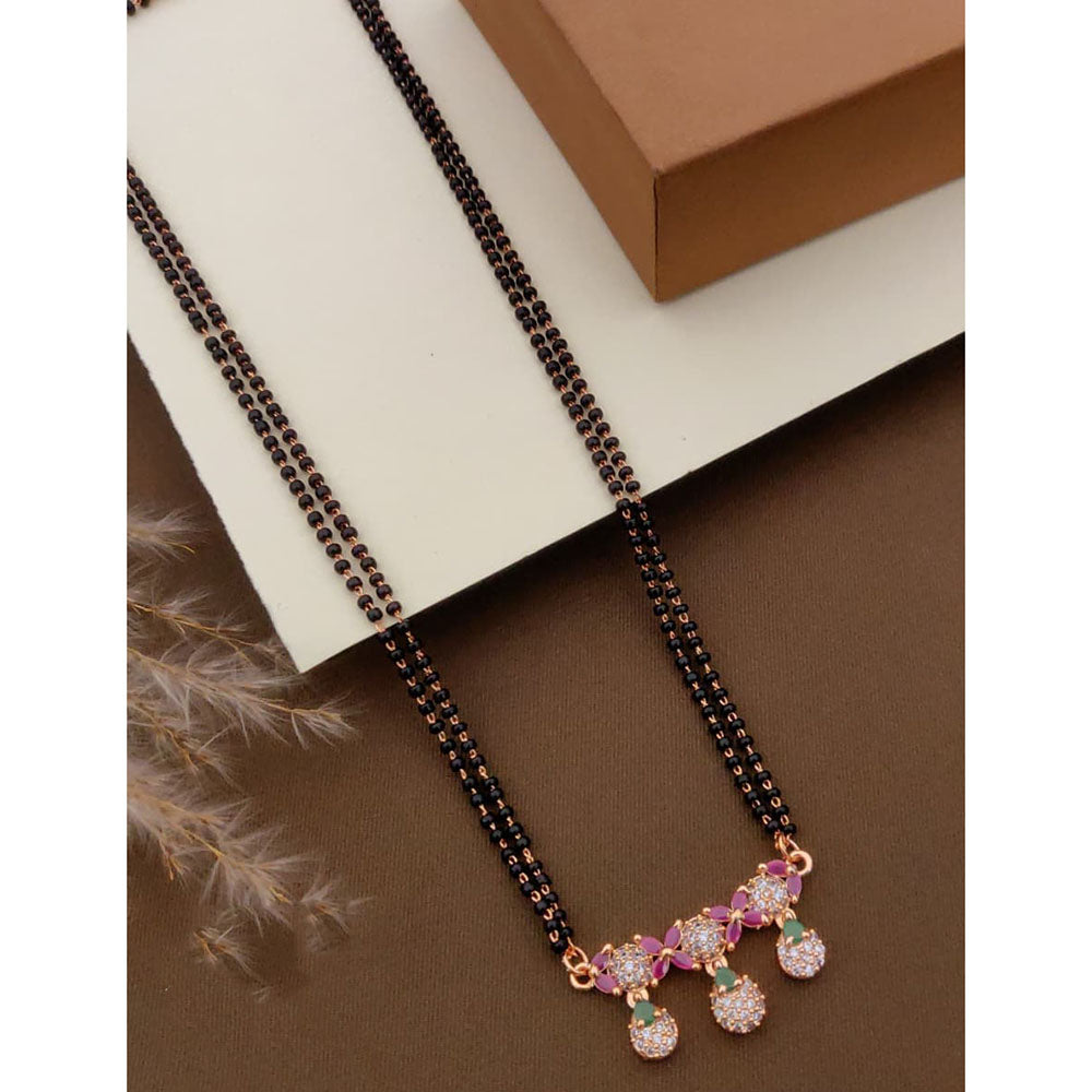 Akruti Collection Elegant Crystal Stone Black Beads Mangalsutra