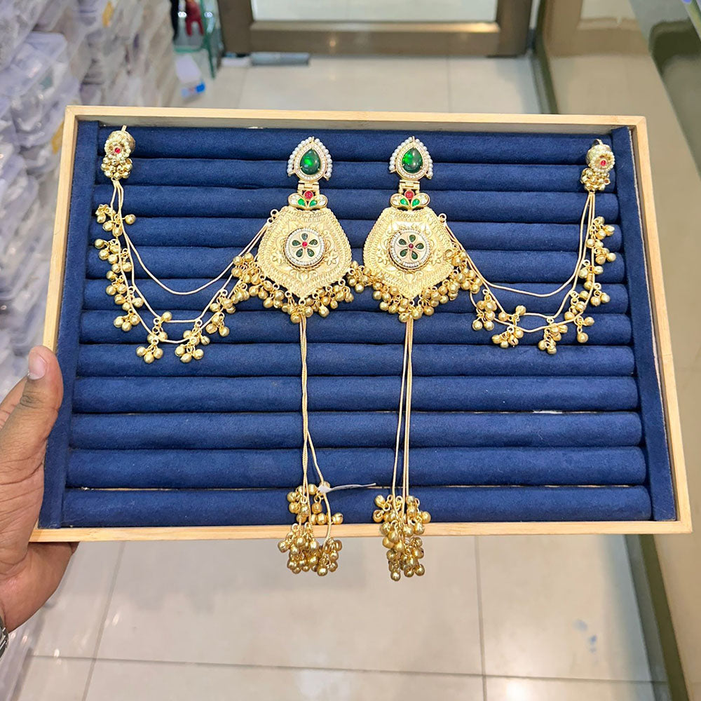 Akruti Collection Classic Kundan Stone And Ghungroo Kashmiri Long Dangler Earrings