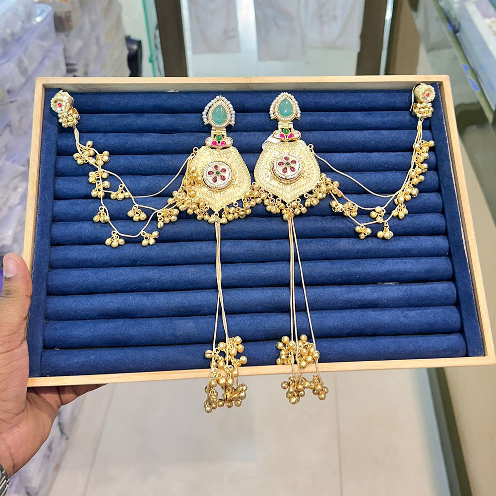 Akruti Collection Classic Kundan Stone And Ghungroo Kashmiri Long Dangler Earrings