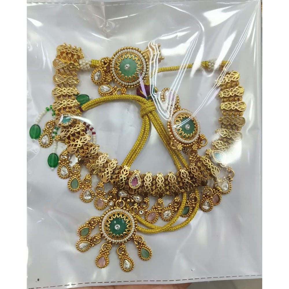 Akruti Collection Royal Pota Stone And Pearl Necklace Set