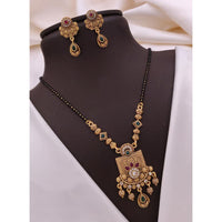 Akruti Collection Elegant Pota Stone And Beads Black Beads Mangalsutra