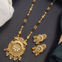 Akruti Collection Elegant Pota Stone And Beads Black Meenakari Beads Mangalsutra