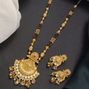 Akruti Collection Elegant Pota Stone And Beads Black Meenakari Beads Mangalsutra