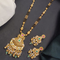 Akruti Collection Elegant Pota Stone And Beads Black Meenakari Beads Mangalsutra