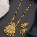 Akruti Collection Elegant Pota Stone And Beads Black Meenakari Beads Mangalsutra