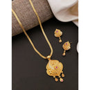 Akruti Collection Elegant Pota Stone Chain Pendant Set