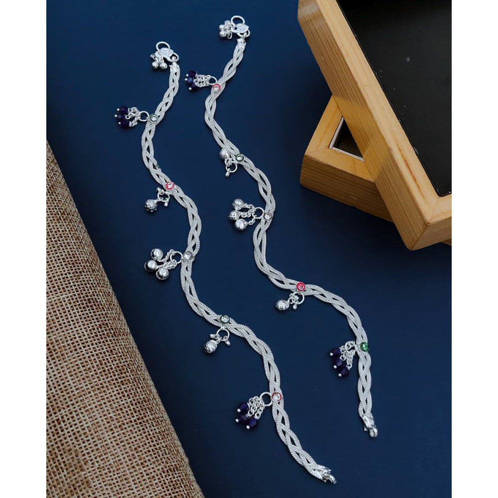 Akruti Collection Premium Handcrafted Akruti Stone Meenakari Payal \ Anklet