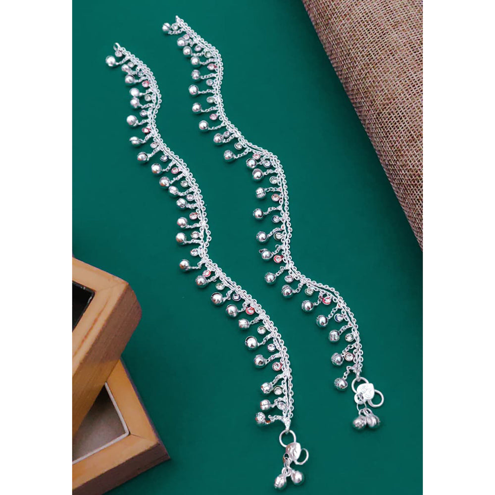 Akruti Collection Premium Handcrafted Akruti Stone Meenakari Payal \ Anklet