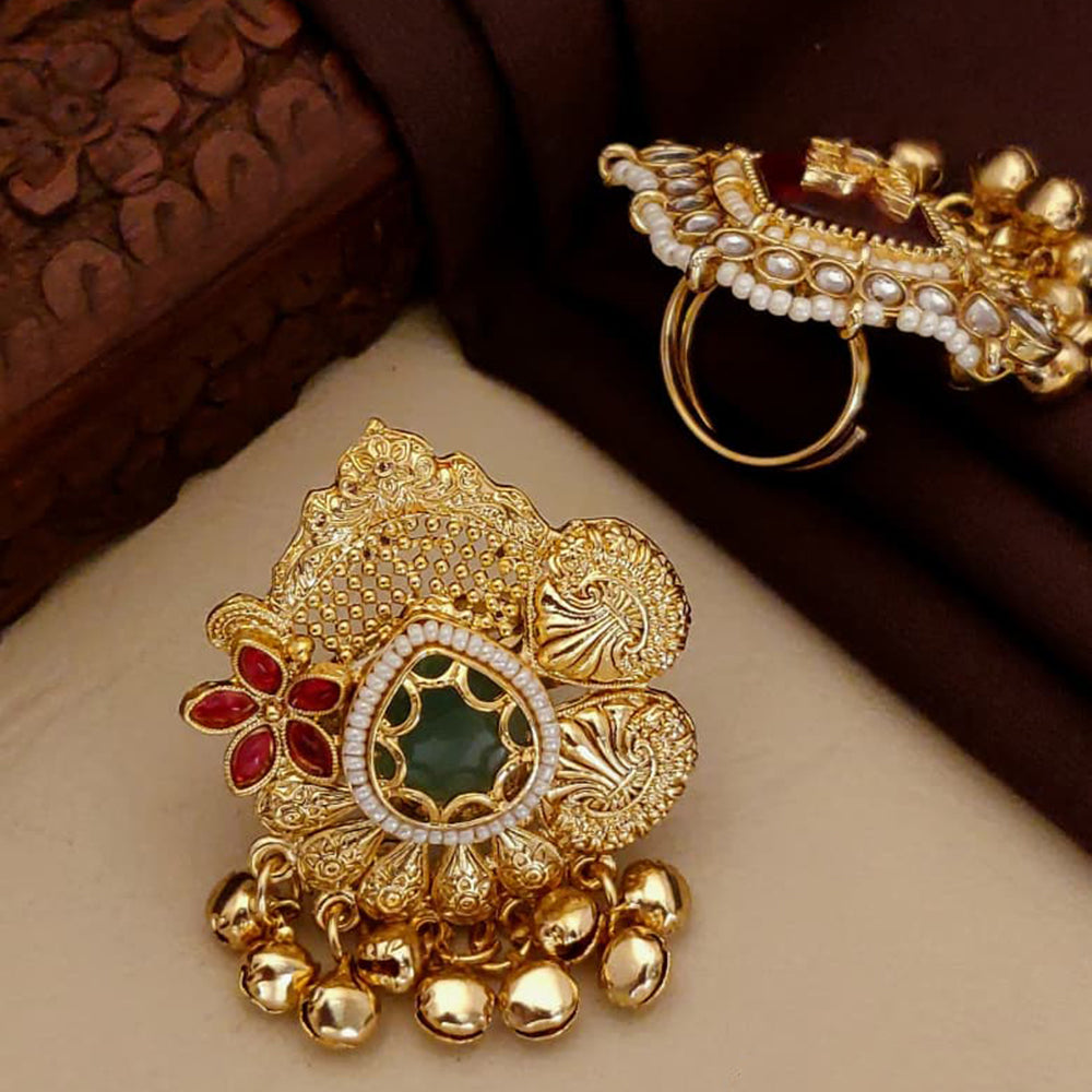 Akruti Collection Designer Pota Stone And Pearl Statement Ring