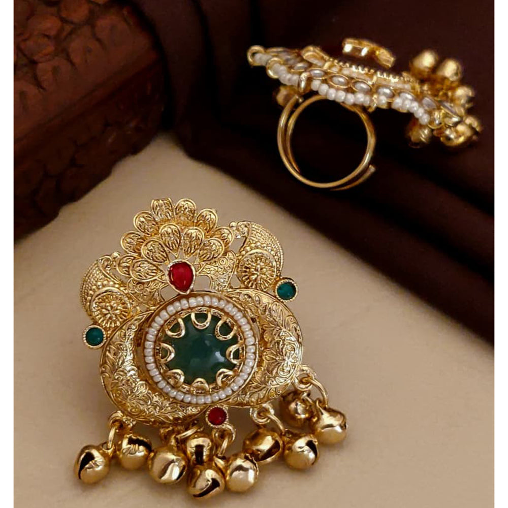 Akruti Collection Designer Pota Stone And Pearl Statement Ring