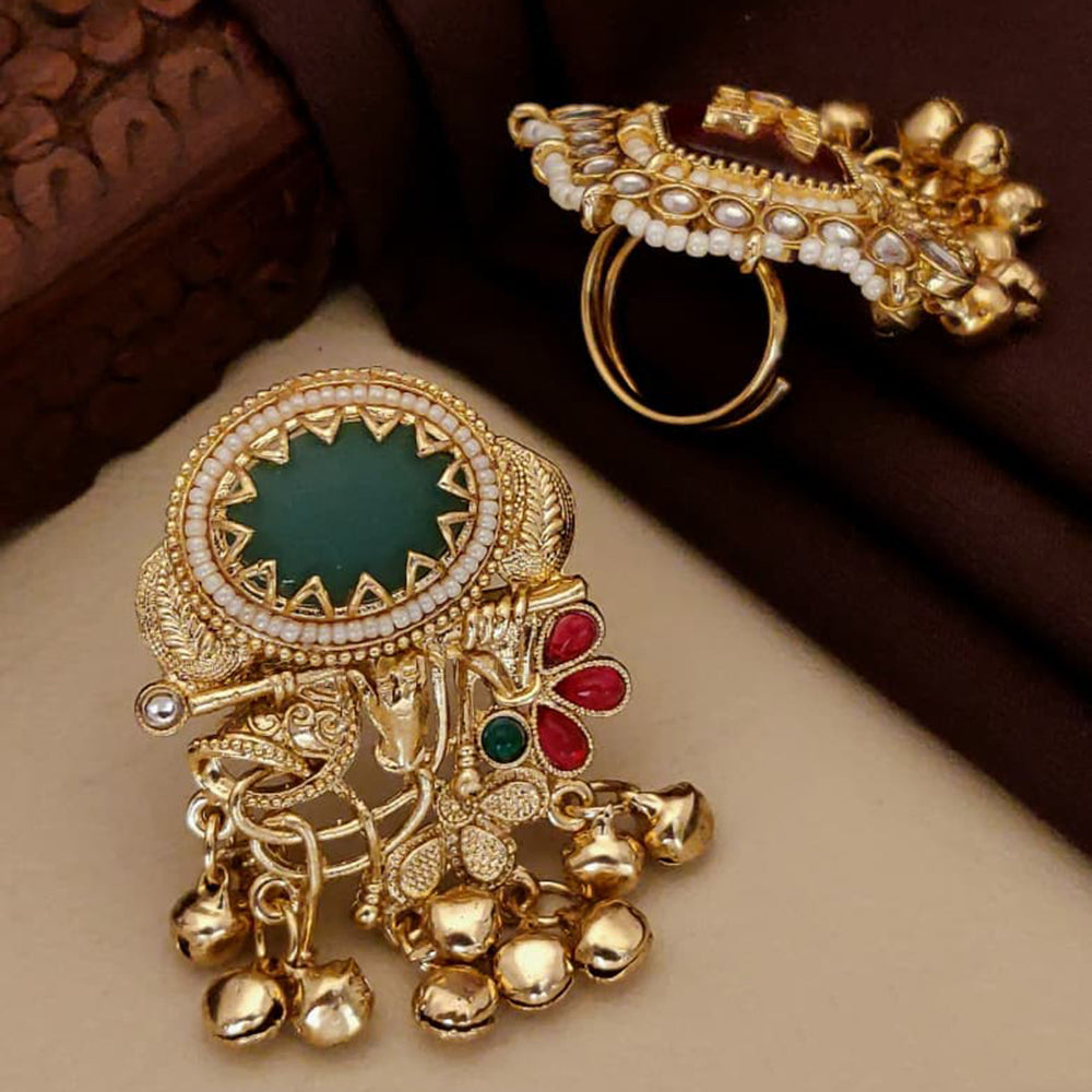 Akruti Collection Designer Pota Stone And Pearl Statement Ring