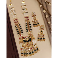 Akruti Collection Designer Pota Stone And Pearl Long Necklace Set 