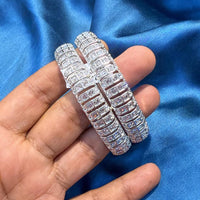 Akruti Collection Elegant Crystal Stone Bangles Set