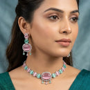 Akruti Collection Graceful Crystal Stone  Necklace Set