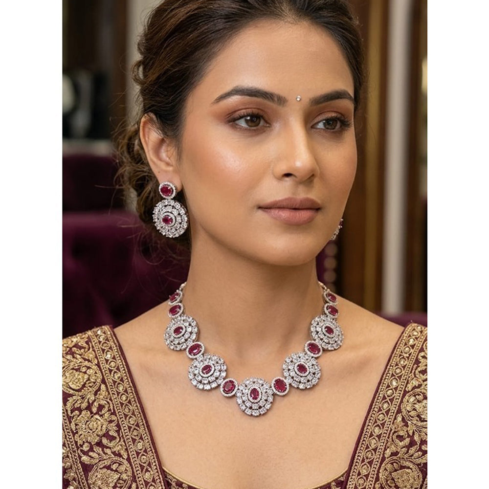 Akruti Collection Graceful American Diamond Necklace Set