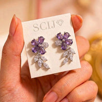 Akruti Collection Designer Rhodium Plated American Diamond Dangler Earrings