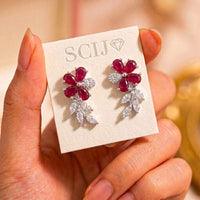 Akruti Collection Designer Rhodium Plated American Diamond Dangler Earrings