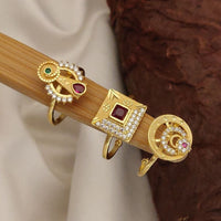 Akruti Collection Stylish Austrian Stone 3 Piece Adjustable Ring Combo