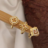 Akruti Collection Stylish Austrian Stone 3 Piece Adjustable Ring Combo