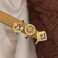 Akruti Collection Stylish Austrian Stone 3 Piece Adjustable Ring Combo