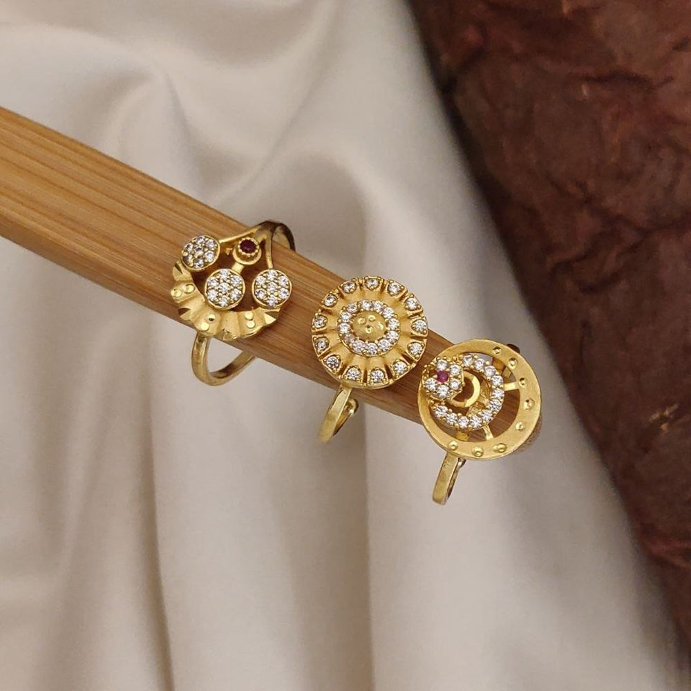 Akruti Collection Stylish Austrian Stone 3 Piece Adjustable Ring Combo