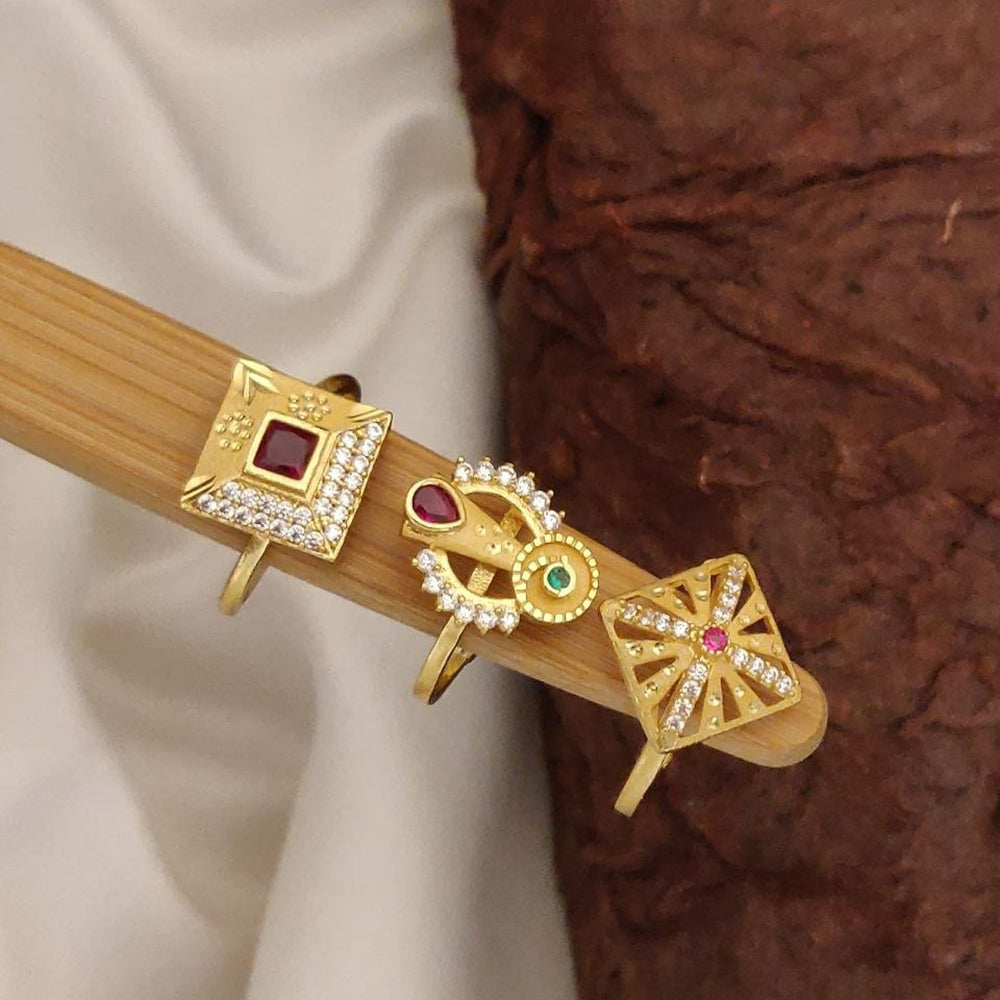 Akruti Collection Stylish Austrian Stone 3 Piece Adjustable Ring Combo