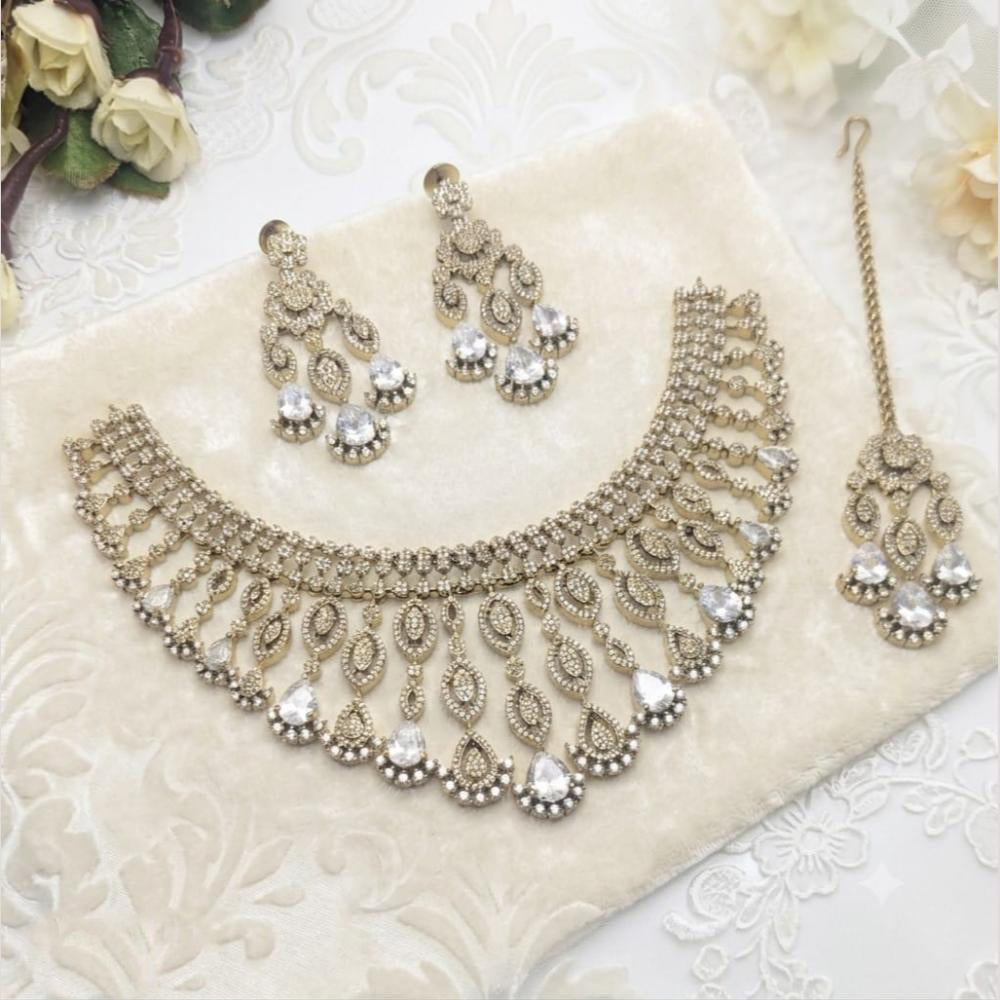 Akruti Collection Graceful American Diamond Necklace Set