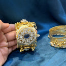 Akruti Collection Designer 2 Tone Pota Stone And Pearl Openable Kada