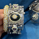 Akruti Collection Designer 2 Tone Pota Stone And Pearl Openable Kada