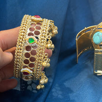 Akruti Collection Designer Pota Stone And Pearl Openable Kada