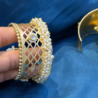 Akruti Collection Designer Pota Stone And Pearl Openable Kada