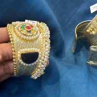 Akruti Collection Designer Pota Stone And Pearl Openable Kada