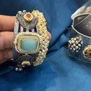 Akruti Collection Designer 2 Tone Pota Stone And Pearl Openable Kada