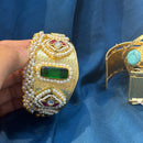 Akruti Collection Designer Pota Stone And Pearl Openable Kada