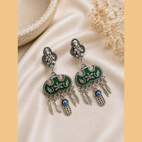 Akruti Collection Oxidised Plated Lord Ganesha Pearl Drop Dangler Earrings