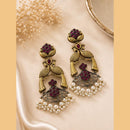 Akruti Collection Premium 2 Tone Plated Pota Stone Pearl Earrings