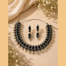 Akruti Collection Beautiful Oxidised Pota Stone And Pearl Jewellery Set