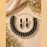 Akruti Collection Beautiful Oxidised Pota Stone And Pearl Jewellery Set