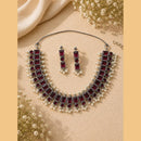 Akruti Collection Beautiful Oxidised Pota Stone And Pearl Jewellery Set