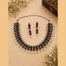 Akruti Collection Beautiful Oxidised Pota Stone And Pearl Jewellery Set