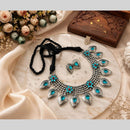 Akruti Collection Beautiful Oxidised Pota Stone Jewellery Set