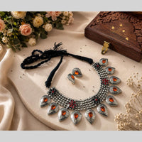 Akruti Collection Beautiful Oxidised Pota Stone Jewellery Set