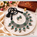 Akruti Collection Beautiful Oxidised Pota Stone Jewellery Set