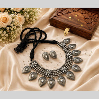 Akruti Collection Beautiful Oxidised Pota Stone Jewellery Set