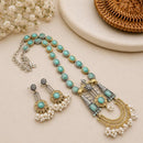 Akruti Collection Designer 2 Tone Plated Pota Stone And Beads Necklace Set