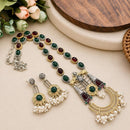 Akruti Collection Designer 2 Tone Plated Pota Stone And Beads Necklace Set